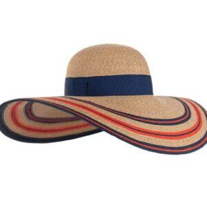 Eugenia Kim ​Striped-Band Straw Wide Brim Hat